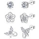 3Pairs Birthstone Earrings 12 Months For Women Hypoallergenic Butterfly Flower Stud Earrings For Birthday Gift